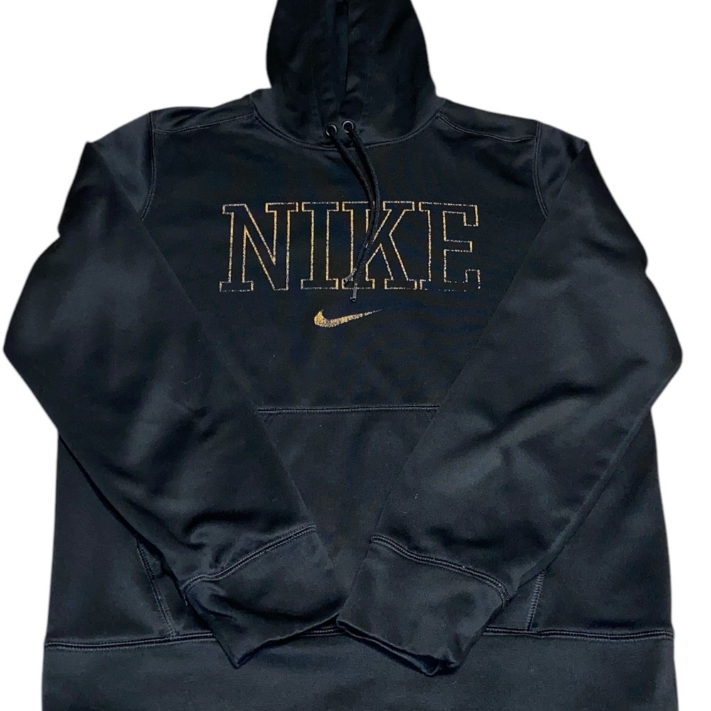 Nike Black with Gold lettering Hoodie Sweatshirt Athletic Style - Picture 2 of 6